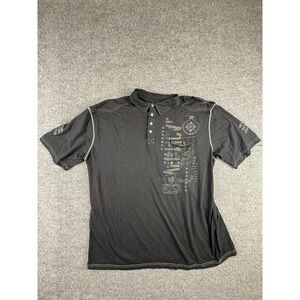 Y2K Vertical Sport Polo Shirt Mens 5XL Black Graphic Stitch Big Tall Casual